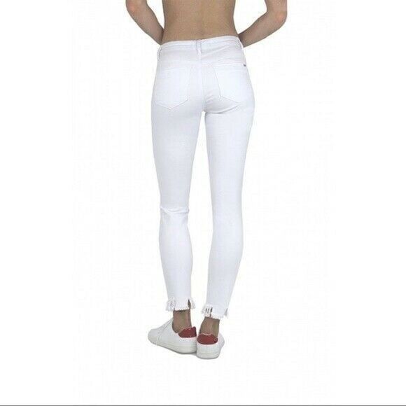 NEW $67 Tractr Jeans Size 28 Fleur De Lis Skinny Distressed White - Picture 3 of 8